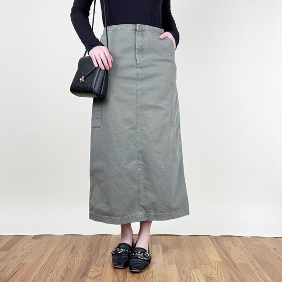 Vintage 90s Y2K Cargo Midi Maxi Skirt Column Straight Utility Grunge Punk Army - Picture 8 of 8